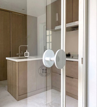 White door handle modern minimalist round clothing womens shop tempered glass door handle solid wood door handle light luxury