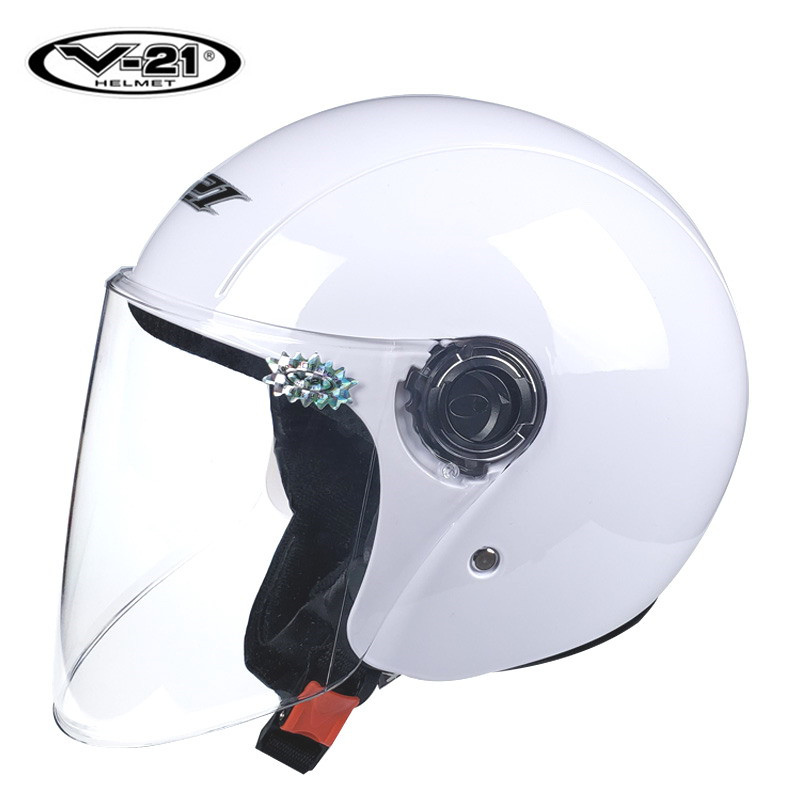 Hangzhou V-21 electric car men's small helmet anti-UV women's small head circumference four seasons universal half helmet white