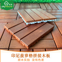 Balcony anticorrosive wood household splicing wooden plank outdoor terrace courtyard floor paved with self-made waterproof pineapple grid floor