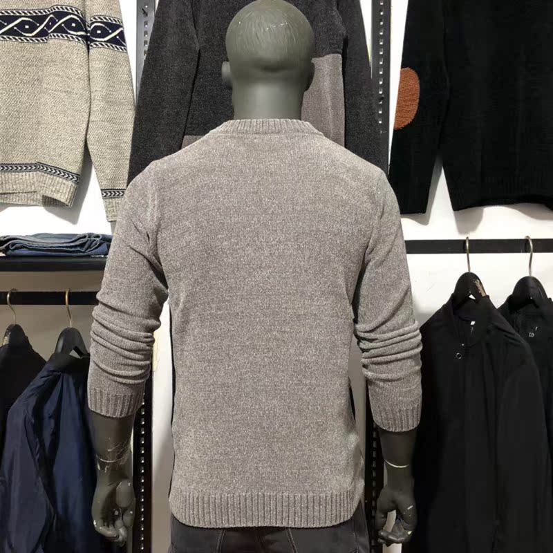 Jj thương hiệu khâu 2 màu cashmere pha trộn áo len nam cổ tròn phù hợp với áo len nam áo len quần áo mùa đông nam giới
