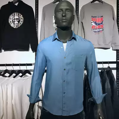 Men's jj Denim Casual Long-sleeved Shirt Tencel Cotton Shirt Spring and Autumn Men's Casual denim shirt