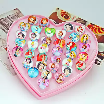 Cartoon finger student toy children's ring glowing trend mermaid girl 36 ring buckle necklace boy