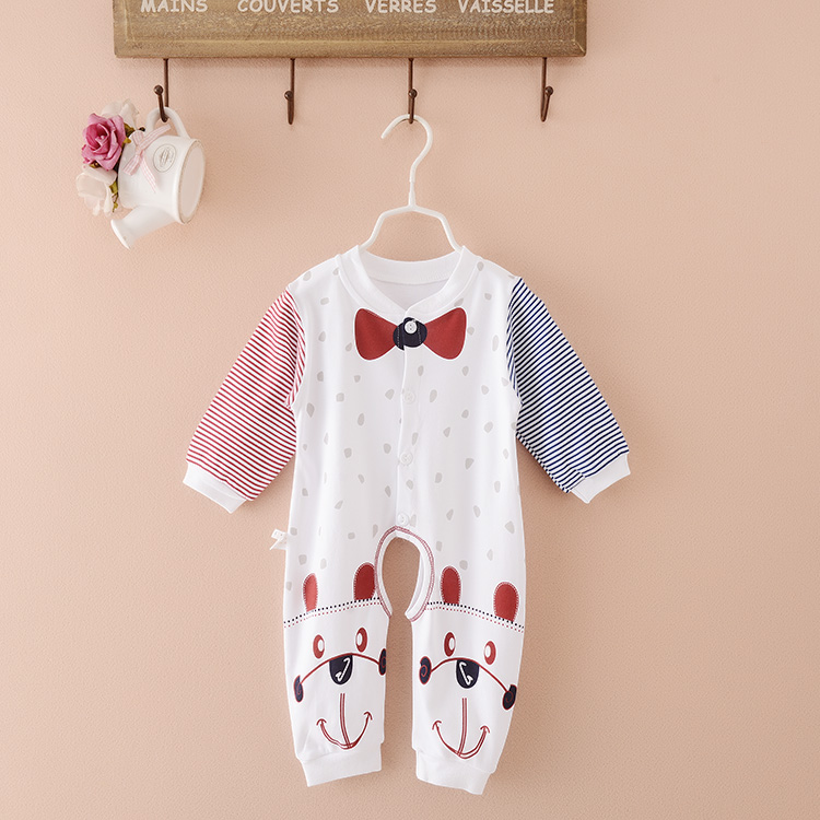 Mùa xuân và mùa thu cotton mỏng bé Xiêm quần áo mở tập tin nam giới và phụ nữ bé dài tay romper sơ sinh Xiêm quần áo áo khoác