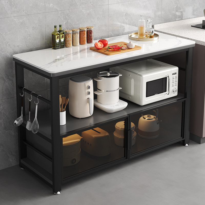 厨房岩板置物架切菜桌微波炉烤箱餐边储物柜多层可移动家用操作台