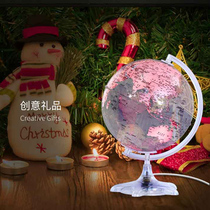 Self-rotating globe creative ornaments 3d three-dimensional suspension childrens toys kindergarten special high-end living room study table 20cm student Net red pink Tanabata Valentines Day gift