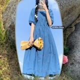 Летнее платье, приталенная длинная юбка, милый корсет, квадратный вырез