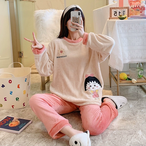 Демисезонная пижама, бархатное термобелье, коралловый бархатный комплект, большой размер, оверсайз, увеличенная толщина