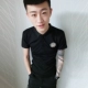 Sticker Slim phiên bản tiếng Hàn của mạng tay nhanh màu đỏ tay ngắn nam xu hướng áo thun ve áo POLO áo sơ mi nam tinh thần áo cotton nam