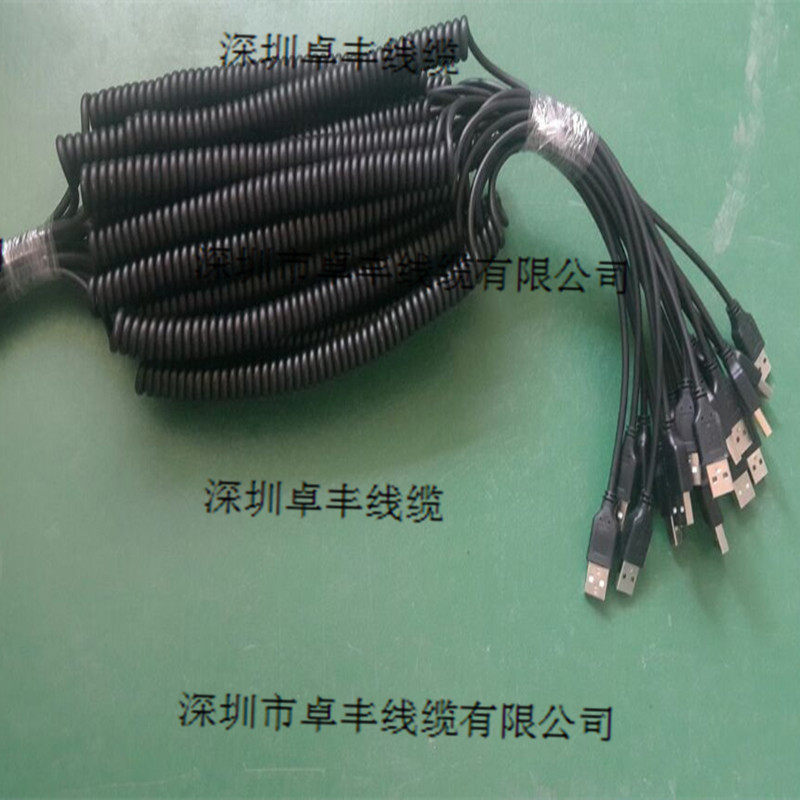 2 core pU spiral spring cable can stretch 3 meters