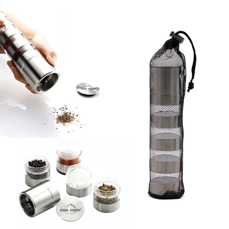 New outdoor camping portable seasoning box transparent plastic stainless steel solid seasoning Seasoning Jar Barbecue Flavoring Bottle