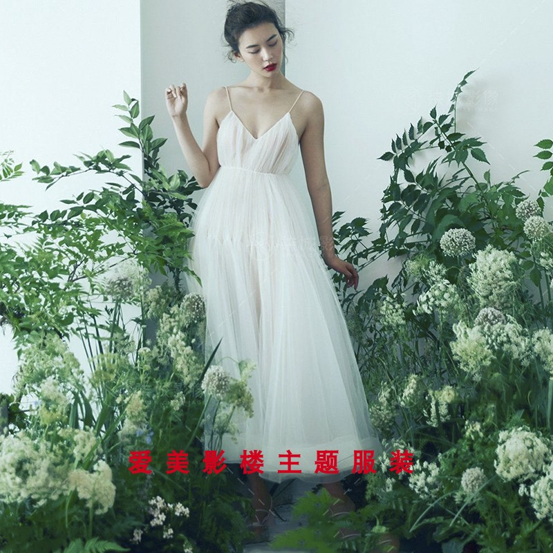 2019 photo studio theme clothing new sling photo travel shoot Sen department short light wedding dress small man dress