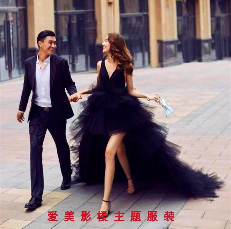 2019 new fashion street flavored front short rear long outscene wedding wedding photo gallery lovers' themed photo photo gown