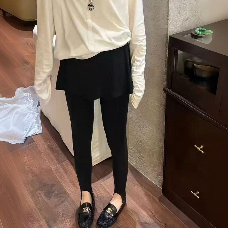 In Stock Designer Boutique Faux Two-Piece Slim-Fit Stretch Stirrup Pants Skirt Pants Women's Leggings 2026 Autumn and Winter