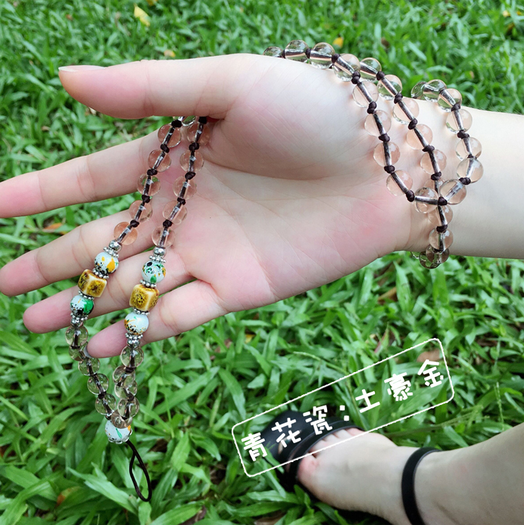 Điện thoại di động dây buộc nữ dài đoạn treo cổ sling pha lê hạt vòng cổ mặt dây chuyền điện thoại di động vỏ dệt chuỗi thời trang mới - Phụ kiện điện thoại di động giá đỡ điện thoại