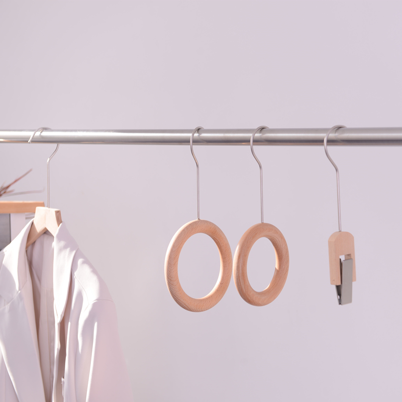 Clothing Store Special Hanger Hooks S Hook Scarf Rack Silk Scarf Solid Wood Ring Beech Wood Solid Wood No Lacquered Ring-Taobao