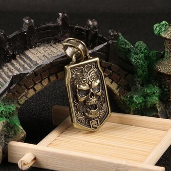 Miscellaneous antiques, brass skull tags, retro