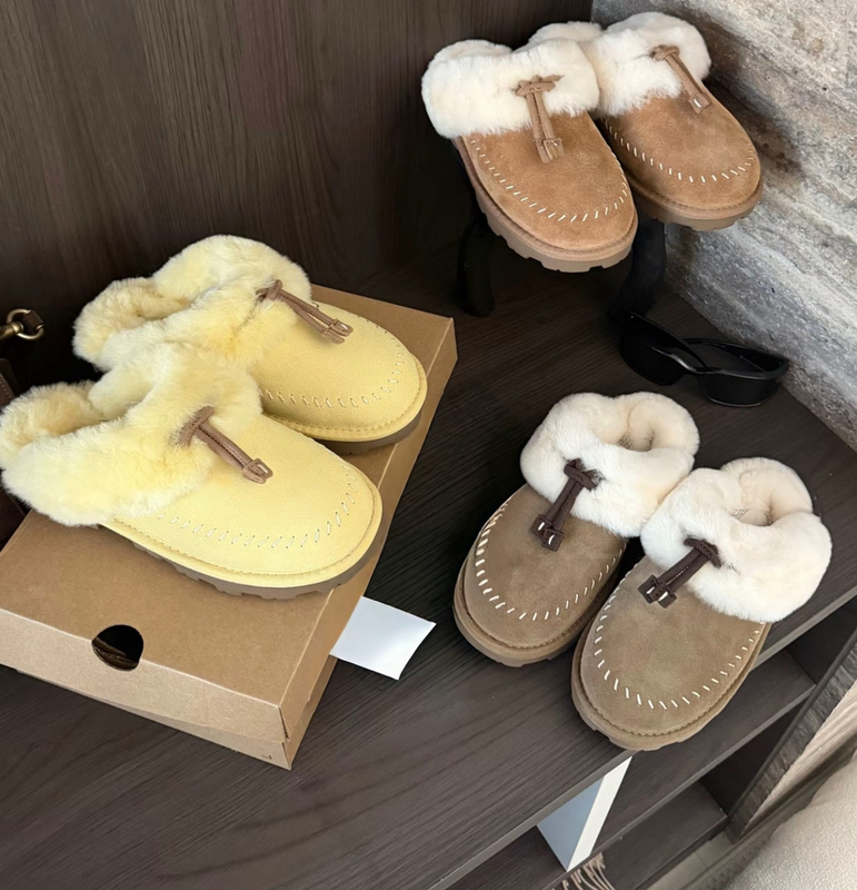 Henan Sangpo 2026 Autumn New Women's Comfortable Slip-On Flat Kert-Style Casual Shoes Round-Toe Furry Slippers Henan Sangpo 2026 Autumn New Women's Comfortable Slip-On Flat Kert-Style Casual Shoes Round-Toe Furry Slippers