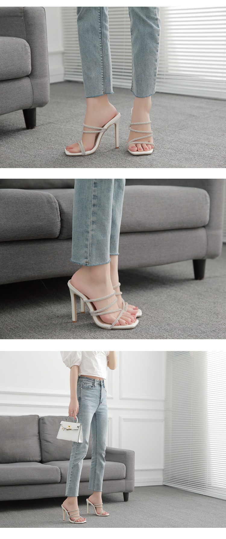 F8805 740K GIÀY DÉP LÊ NỮ GUATDU BIG SIZE NGOẠI CỠ GẮN ĐÁ GÓT NHỌN MÙA HÈ PHONG CÁCH ÂU MỸ GIÀY DÉP NỮ G02 SẢN PHẨM MỚI