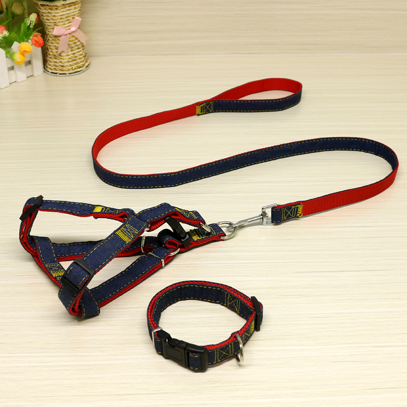 Dog Leash Adjustable Dog Leash Denim Dog Leash Medium Dog Chain Pet Supplies Collar