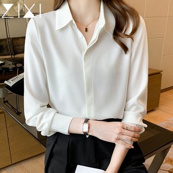 White satin shirt anti-wrinkle drape long-sleeved white shirt 2022 spring and autumn women's career commuting interview wear tops