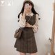 Retro plaid suspender skirt high waist small a-line plaid skirt female autumn and winter temperament waist dress suit skirt