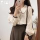 Apricot doll collar shirt women's 2022 new Korean chic design niche tops spring and autumn long-sleeved shirts