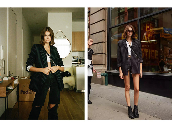 Bettychow Supermodel в этом же моделье Пересечениеранняя весна полоса толстая костюм британская мода случайный костюм пальто 