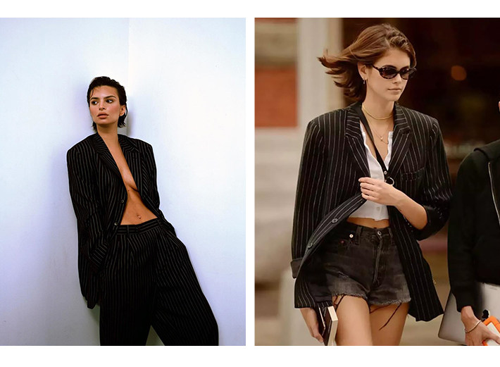 Bettychow Supermodel в этом же моделье Пересечениеранняя весна полоса толстая костюм британская мода случайный костюм пальто 