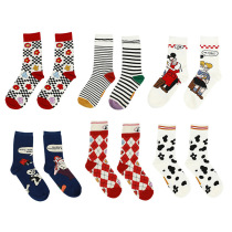 Life series Japanese big magic tree retro cute pure cotton socks female illustration Plaid girl stockings