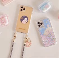 KAKAO FRIENDS new transparent quicksand with lanyard silicone phone case RYAN fart PEACH protective case
