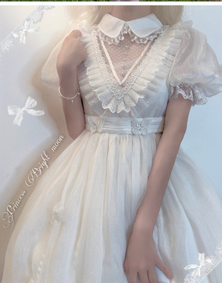 taobao agent Genuine white summer short sleeve dress for princess, Lolita style, french style, slim fit