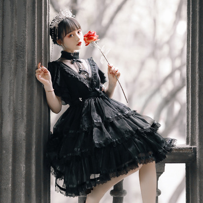 taobao agent Genuine white lace summer dress, with short sleeve, Lolita style