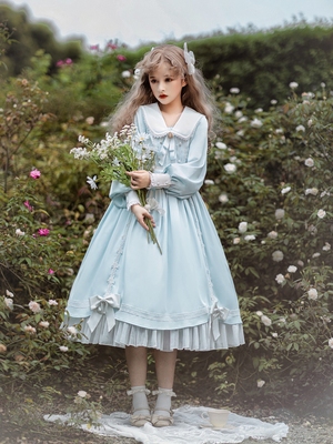 taobao agent Genuine demi-season long fresh cute dress with sleeves, Lolita OP, long sleeve, mid length, Lolita style