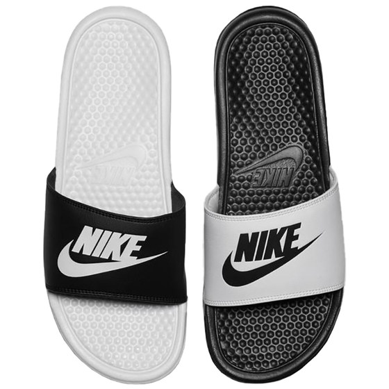 nike slipper black and white