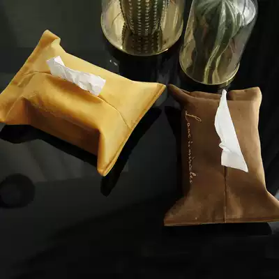 Household light luxury style fabric embroidery tissue cover ins Nordic embroidery velvet texture tissue box car extraction type sanitary carton