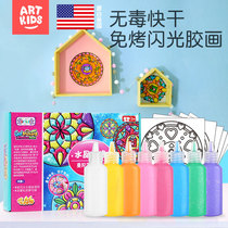 Bake-free glue painting stickers Childrens handmade diy pigment graffiti color early education boys and girls educational toy set