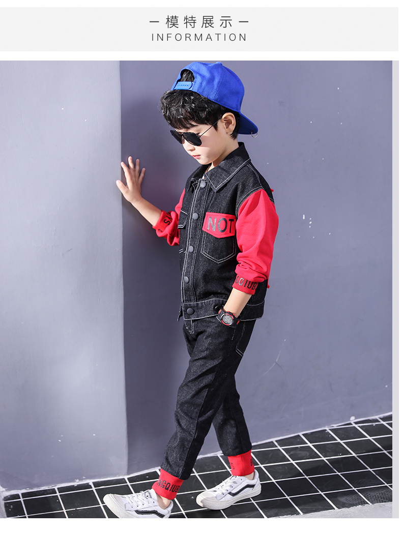 Quần áo trẻ em mùa xuân cho bé bộ quần jean mùa xuân 2019 mới cho trẻ em mùa xuân và mùa thu - Phù hợp với trẻ em quần áo trẻ em xuất khẩu