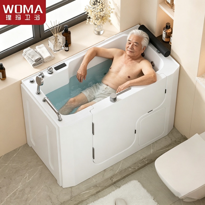 Yima Shi Old Pregnant Women Post-Operative Sitting Type for the Elderly Barrier-Free Deep Foam Outer Door Non-Slip Walking Massage Bathtub