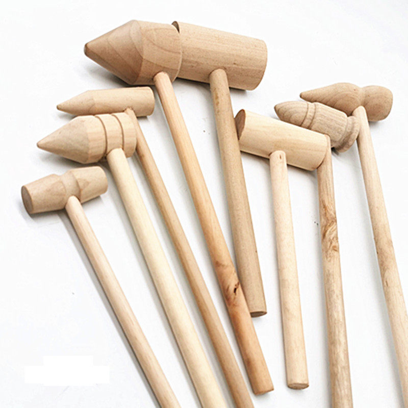 Wooden hammer fan-shaped handmade hammer solid wood small carpentry hammer children's toy flat head diy handmade small mallet