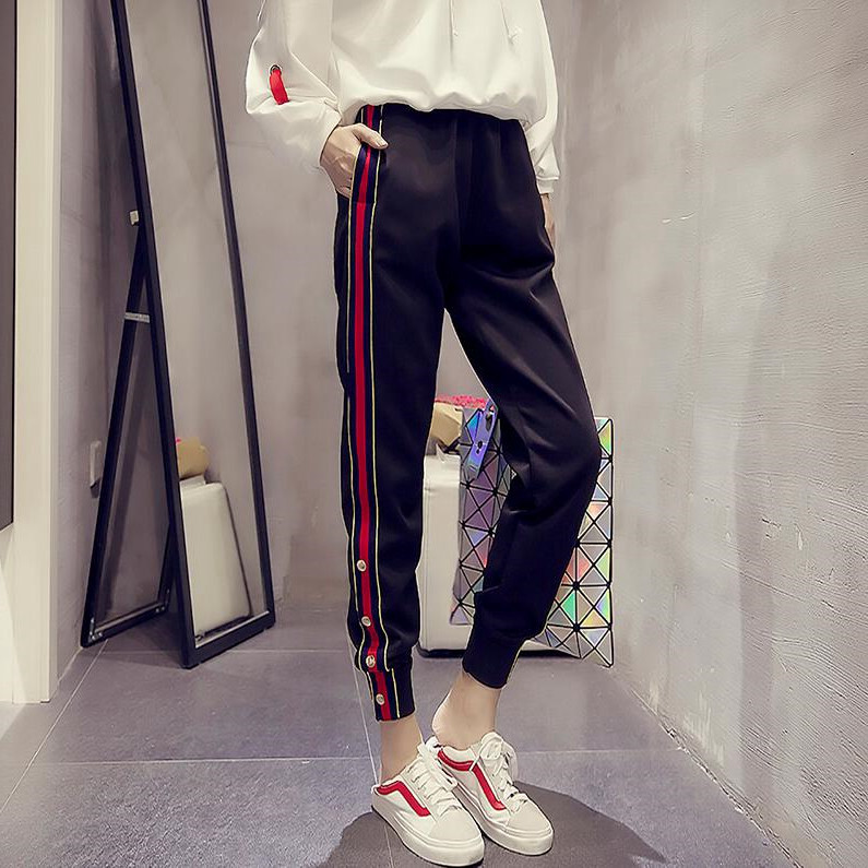 South Korea 2020 new large size thin nine-point pants ins sports pants female students loose harem pants closing sweatpants