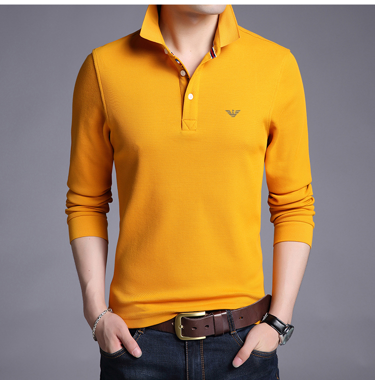 Chiamania áo thun dài tay cotton cotton ve áo polo mùa thu nam xu hướng lỏng lẻo trên quần áo ao polo nam