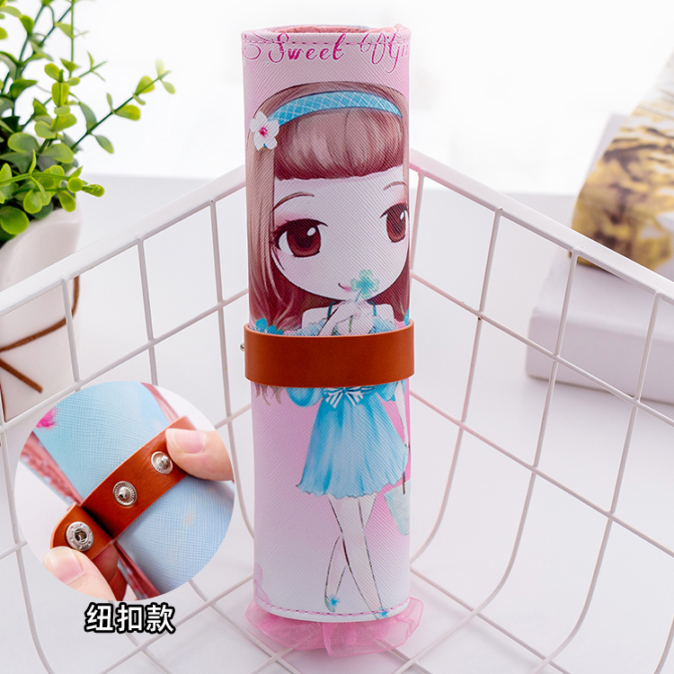 Cute Girl - Pinkpupil lovely Rolling curtain Pencil case   popular men and women children Simplicity high-capacity junior school student ins Minority Girlish heart children multi-function kindergarten student articles literature like a breath of fresh air pencil-box