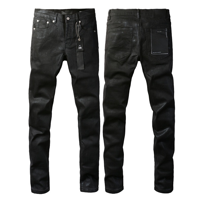 Spring and Summer European and American High Street Fashion Brand Men's Coated Waxed Personalized Slim-Fit Skinny Pants Stretch Light Luxury Black Jeans