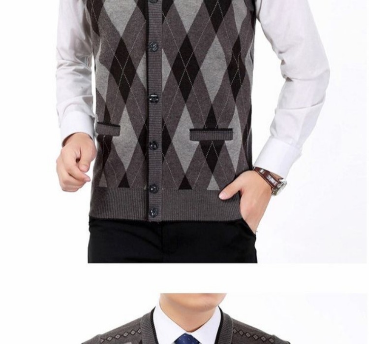 Bố tải áo len đan áo len nam trung niên lỏng lẻo ông già không tay áo vest cổ chữ V áo khoác nam giả vest