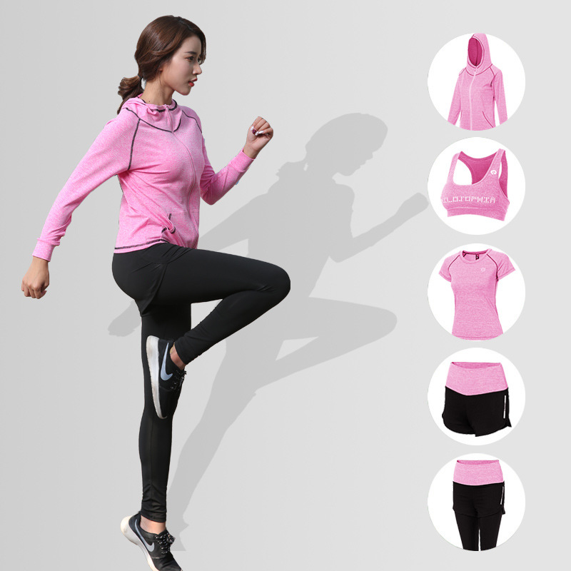 Spring Summer Yoga Suit Suit Women Professional Sexy Fashion Tight Body Slim Fit Five Sets Sports Fitness Running Jacket