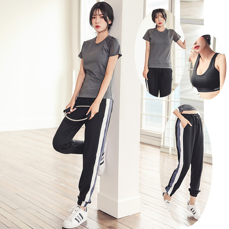 Summer Yoga Clothes Woman Three Suits Korea Loose 2020 New Beginners Speed Dry Running Sports Fitness Suit