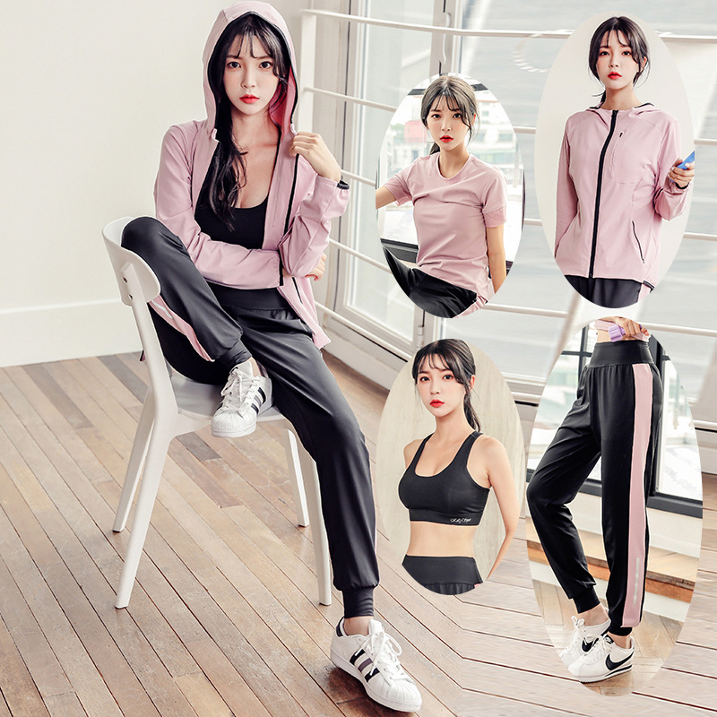 Spring and summer yoga clothing sports suit female loose sexy thin fashion beginner professional thin four-piece set