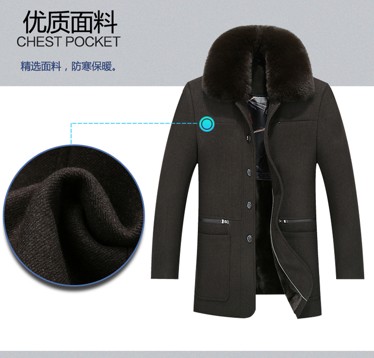 Áo khoác len nam trung niên áo khoác len cộng với áo khoác nhung dày cho nam trung niên áo khoác jean