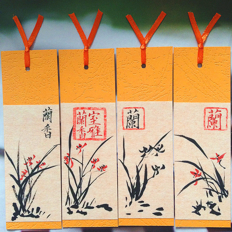 China Wind Melan Bamboo Chrysanthemum - (orchid) exquisite bookmarking antique creative gift handmade hand-painted original