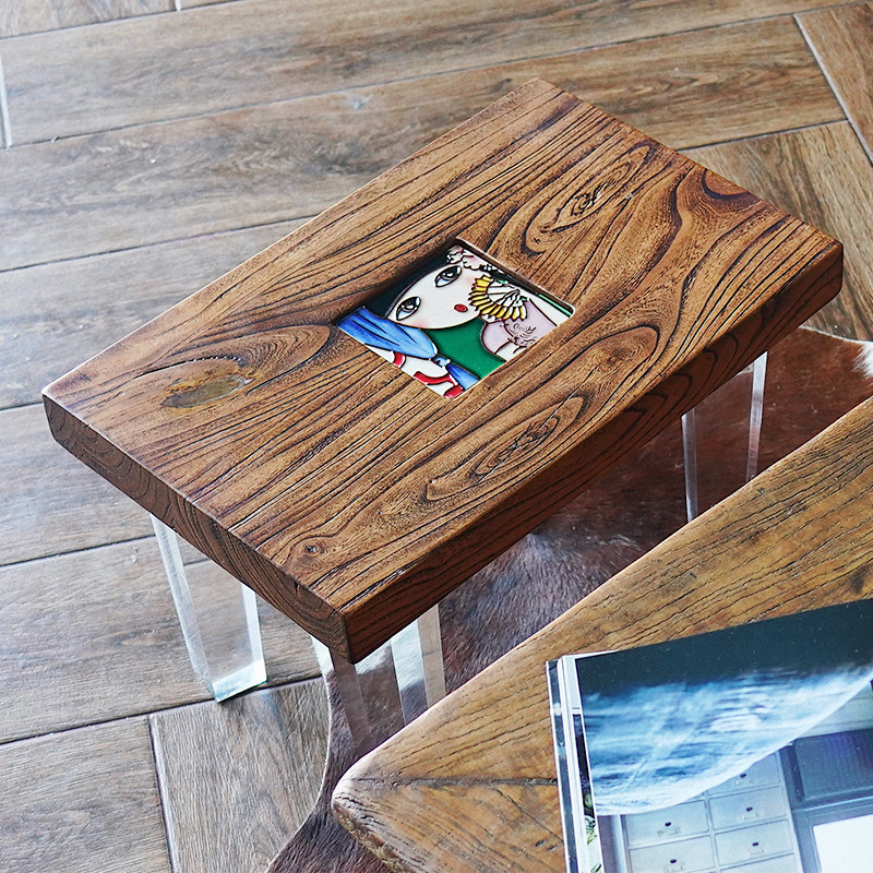 Home creative solid wood bench adult stool light luxury modern transparent acrylic furniture square stool change shoe stool